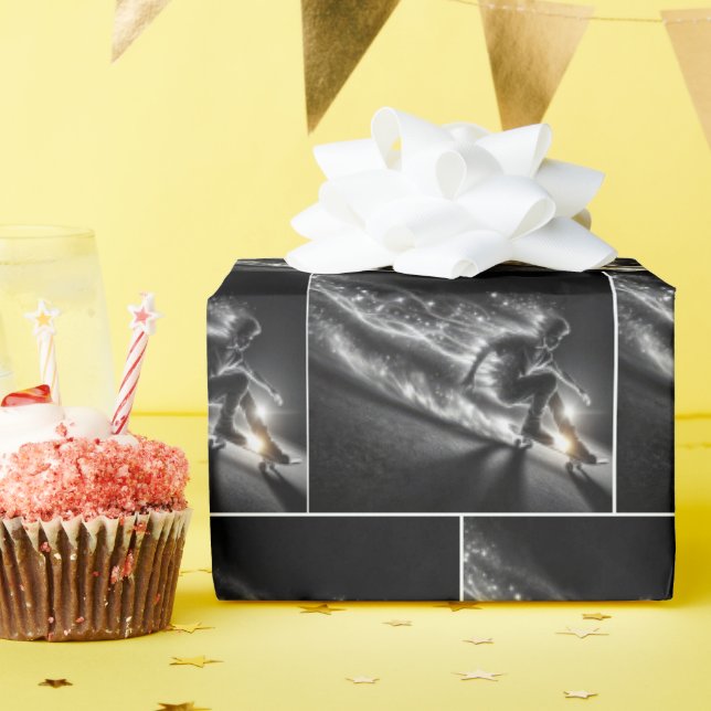 Papier Cadeau Skateboard Boy With Light Trails (Fête d'anniversaire)