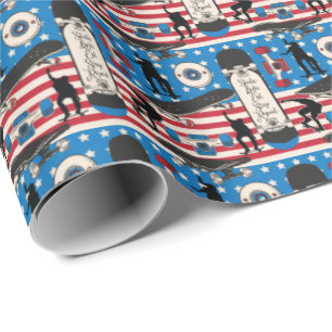 Papier Cadeau Skateboarding Patriotic USA