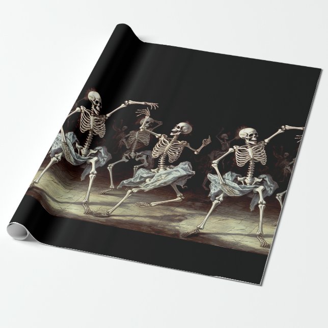 Papier Cadeau Skeletons dansants Mariage gothique (Déroulé)