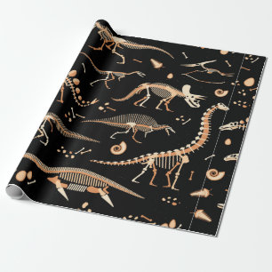Papier Cadeau Skeletons de dinosaures et fossiles motif