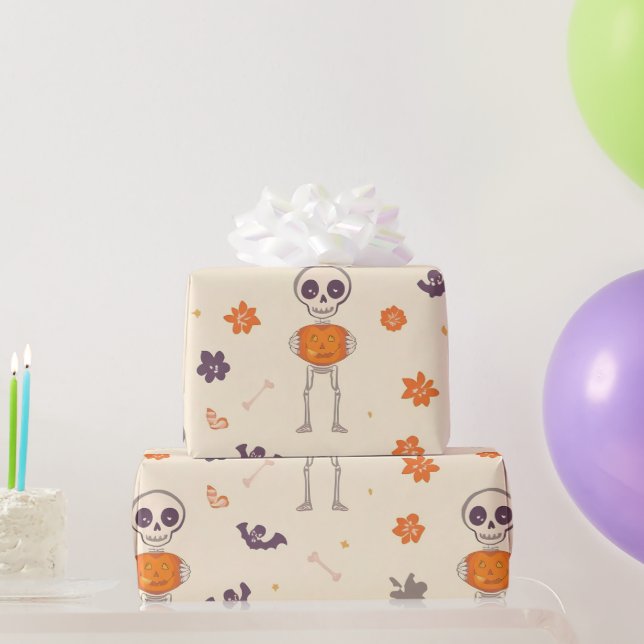 Papier Cadeau Skeletons & Pumpkins (Cadeaux de fête)