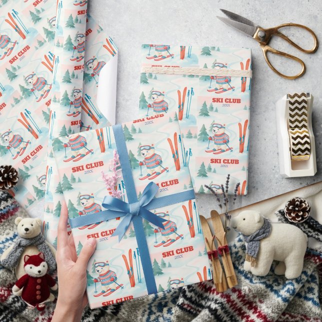 Papier Cadeau Ski Club Après Bébé  Polar Bear  (Ski Club Après Bébé Polar Bear Wrapping Paper)