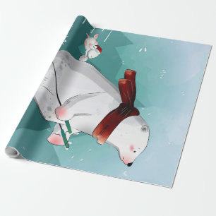Papier Cadeau Ski de l'ours polaire Cadeau pour bébé