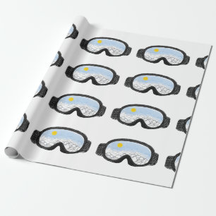 Papier Cadeau Ski Goggles Mountain View Illustration