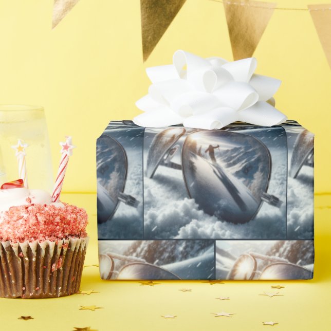 Papier Cadeau Skier D'Hiver Dans Les Lunettes De Soleil Reflet (Fête d'anniversaire)