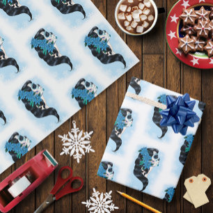 Papier Cadeau Skull d'hiver Flèches de neige bleues