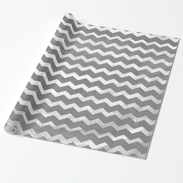Papier Cadeau Slate Grey Chevron Motif (Déroulé)