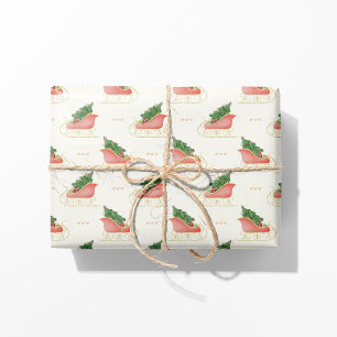 Papier Cadeau Sleigh de Noël avec arbre et cadeaux