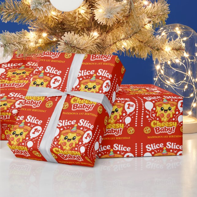 Papier Cadeau Slice Slice Cheesy Baby Pizza 1st Birthday (Vacances)