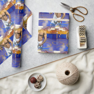 Papier Cadeau SlipperyJoe's homme musclé bosse abdos six-pack sa
