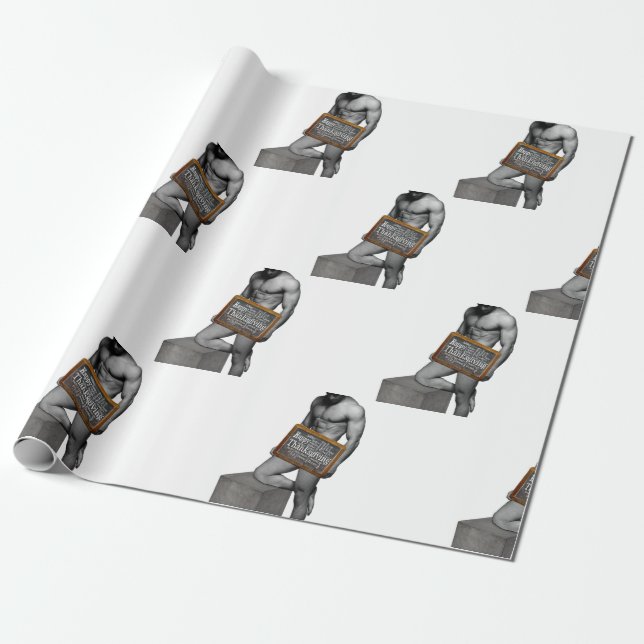 Papier Cadeau SlipperyJoe's Thanksgiving man hot six pack abs un (Déroulé)