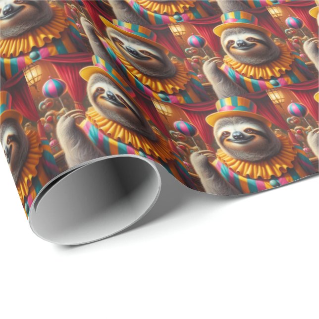 Papier Cadeau Sloth Clown (Coin rond)