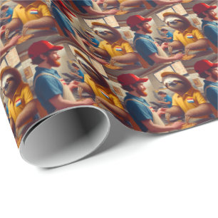 Papier Cadeau Sloth Fast Food Worker
