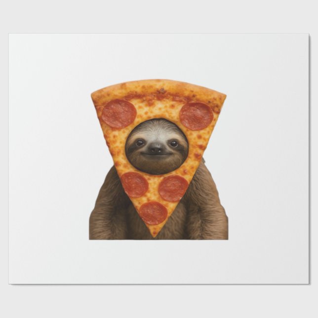 Papier Cadeau Sloth pizza funny weird prank meme cute happy chri (Plat)