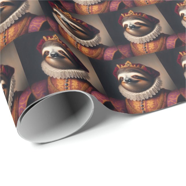 Papier Cadeau Sloth Renaissance King (Coin rond)