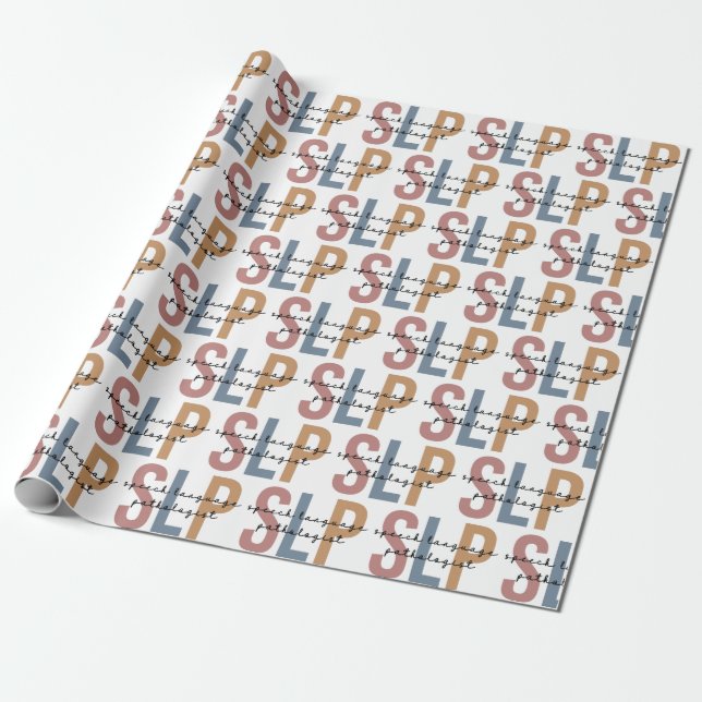 Papier Cadeau SLP Voix Pathologiste Motif rétro (Déroulé)