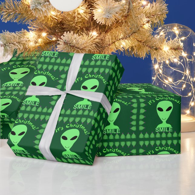 Papier Cadeau Smile C'est Noël Joyeux Alien LGM Geek Humour (Vacances)