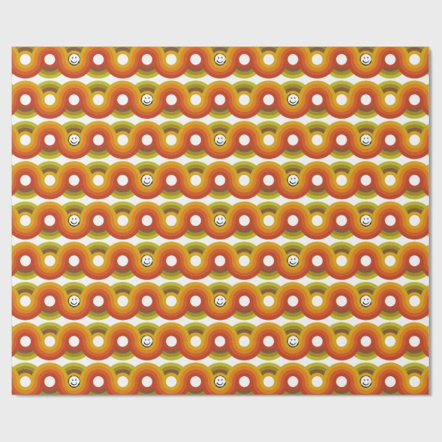 Papier Cadeau Smiley Vintage Retro Pattern No. 02 (Plat)