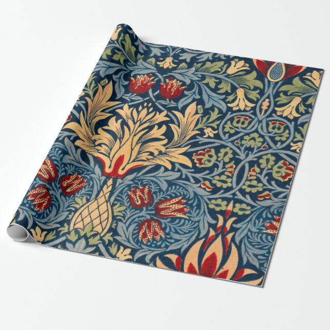 Papier Cadeau Snakeshead, Fond d'écran de fleurs de William Morr (Déroulé)