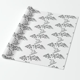 Papier Cadeau Snowboarder en montagne 02