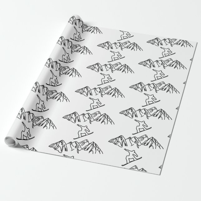 Papier Cadeau Snowboarder en montagne 02 (Déroulé)