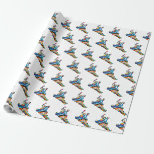 Papier Cadeau Snowboardeur en Zèbre Psychédélique Impression