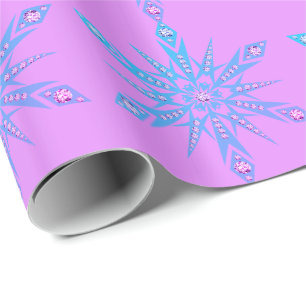 Papier Cadeau Snowflake Diamond rétro violet bleu du milieu du s