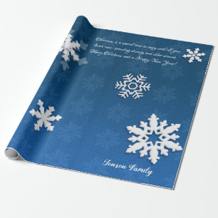 Papier Cadeau Snowflakes de Noël et vos souhaits, Personnalisé