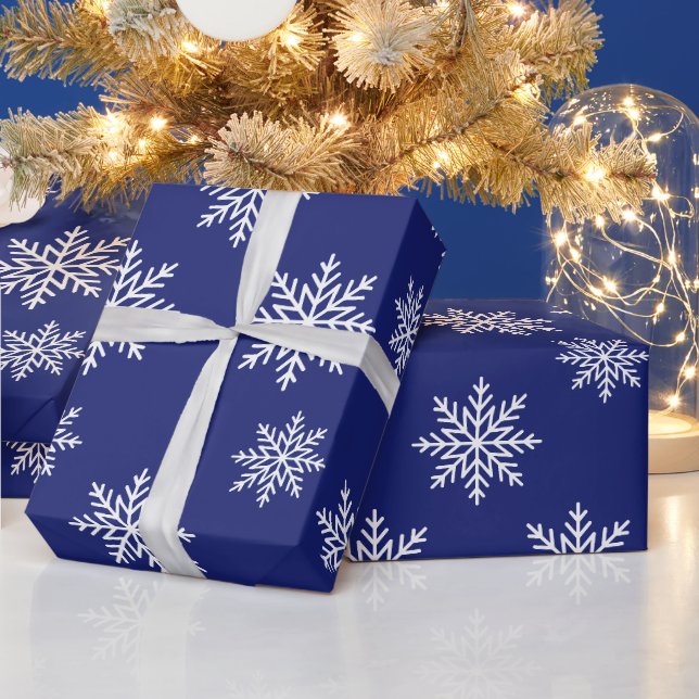 Papier Cadeau Snowflakes d'hiver bleu et blanc (Vacances)