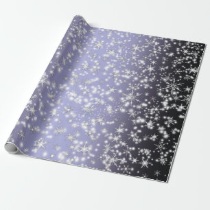 Papier Cadeau Snowflakes et étincelles au-dessus de L Purple Lig