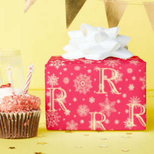 Papier Cadeau Snowflakes initial personnalisé pour votre récepte