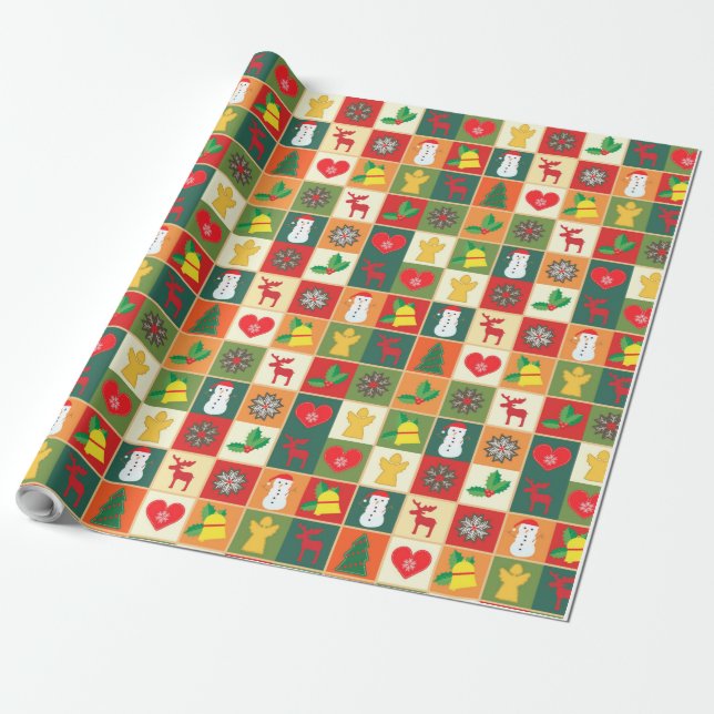 Papier Cadeau Snowflakes Motif Noël (Déroulé)