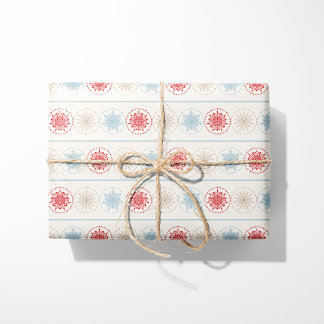 Papier Cadeau Snowflakes multicolores de Noël nordique