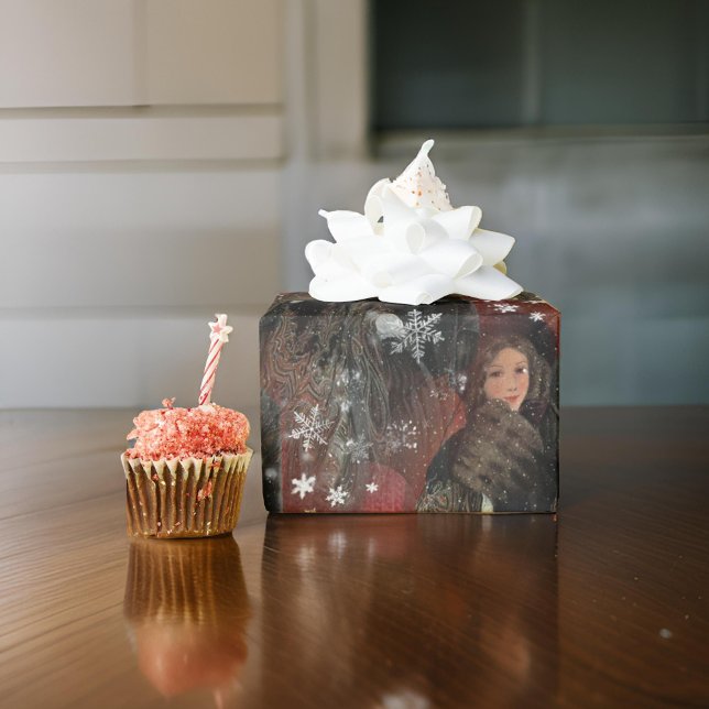 Papier Cadeau Snowflakes rouge classique Couple Vintage (Créateur téléchargé)