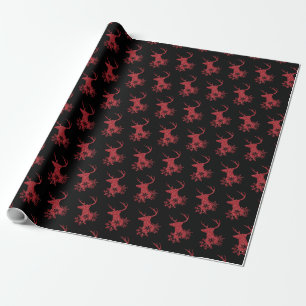 Papier Cadeau Snowflakes rouge hiver Noël Cerf