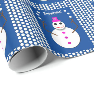 Papier Cadeau Snowlady Noël Jogging Snowballs Drôle