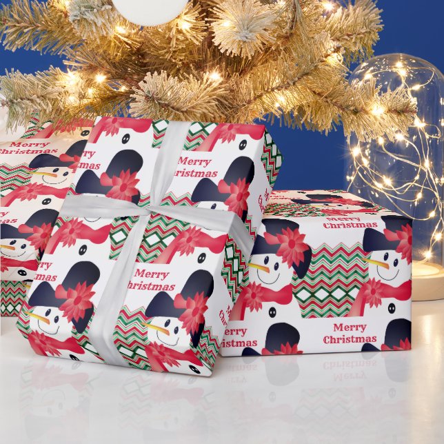 Papier Cadeau Snowman Avec Rouge (Vacances)