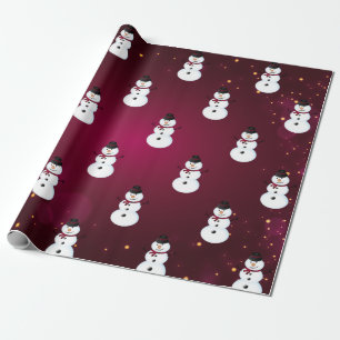 Papier Cadeau Snowman Avec Rouge Casquette