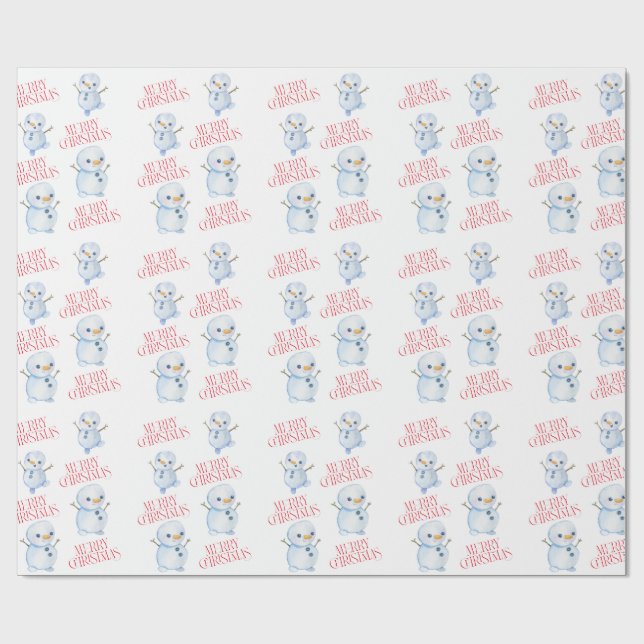 Papier Cadeau Snowman Christmas Wrapping Paper (Plat)