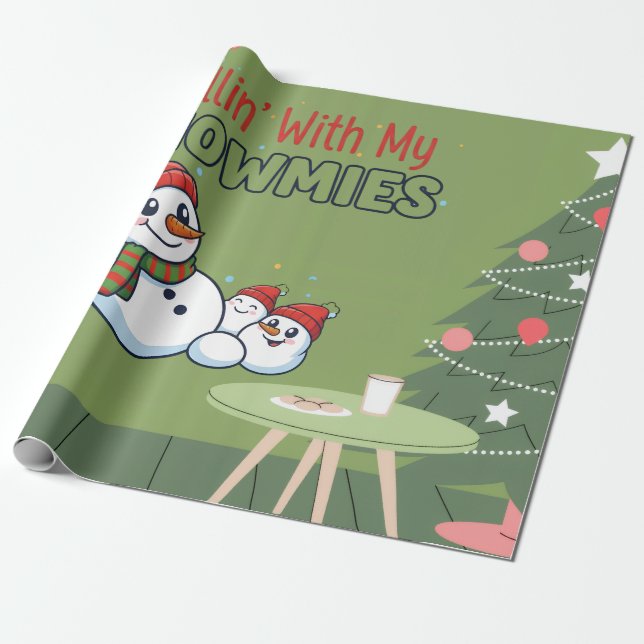 Papier Cadeau Snowman Christmas Wrapping Paper | Festive Gift  (Déroulé)