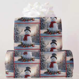 Papier Cadeau Snowman en Laine Rouge Carotte Carotte Carotte Noi