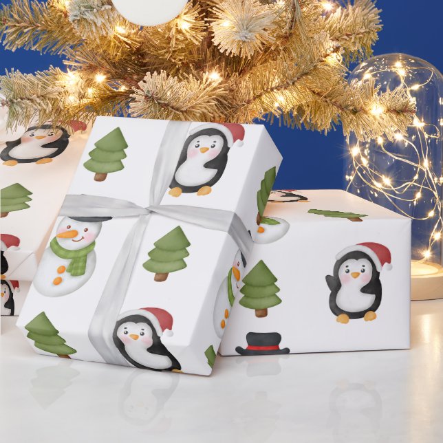 Papier Cadeau Snowman et Penguin de Noël (Vacances)