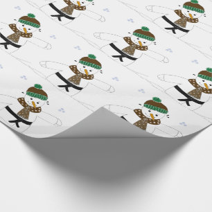 Papier Cadeau Snowman faisant des arts martiaux