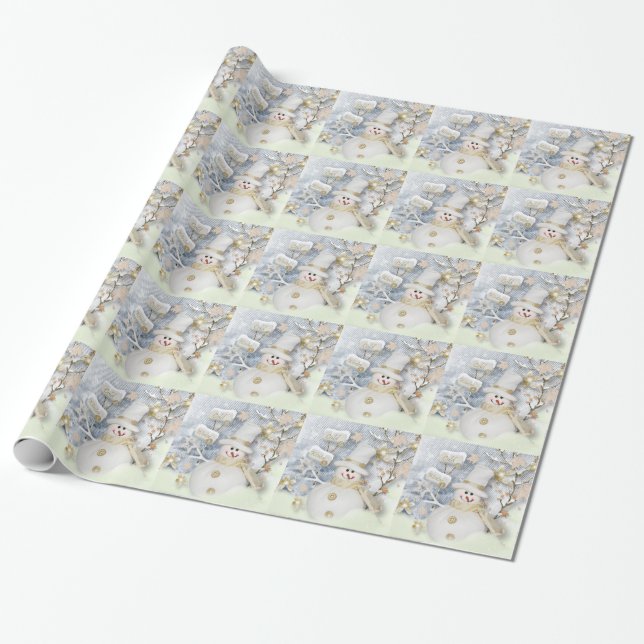 Papier Cadeau Snowman hiver froid (Déroulé)