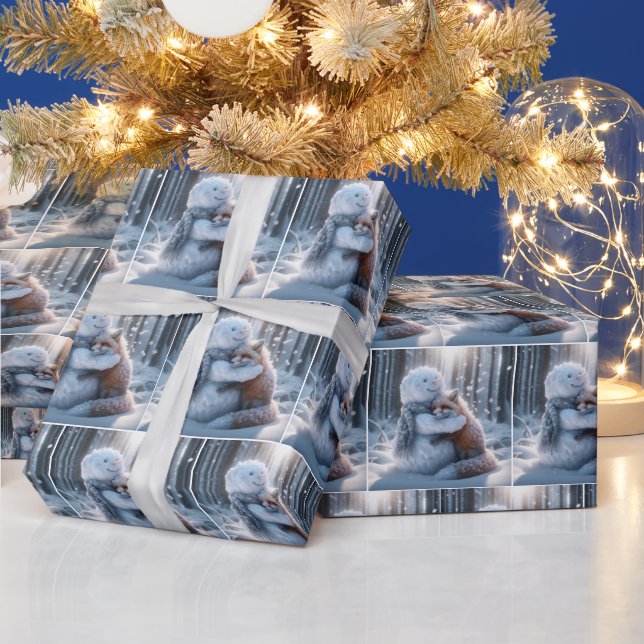 Papier Cadeau Snowman s'attaque à un renard (Vacances)