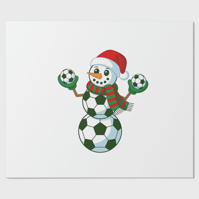 Papier Cadeau Snowman Soccer Noël Amateurs de sport (Plat)
