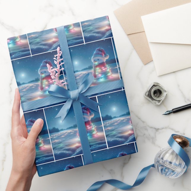 Papier Cadeau Snowman Tangé Dans Les Lumières De Noël (Cadeaux)