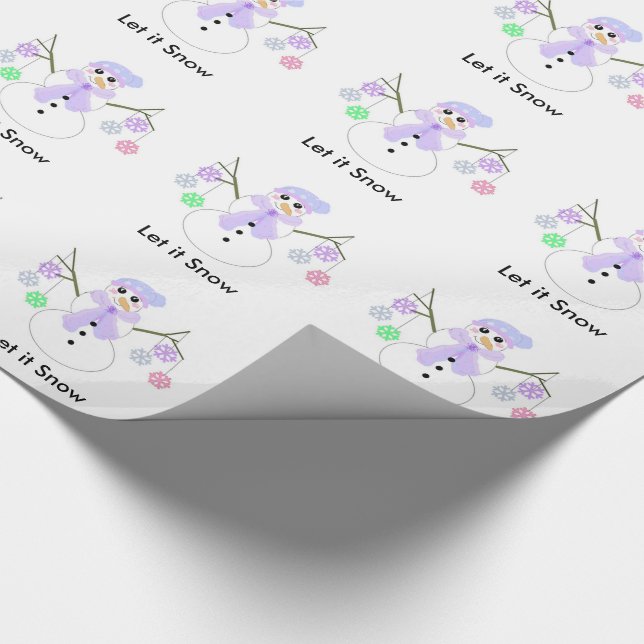 Papier Cadeau Snowman tenant des flocons de neige (Coin)