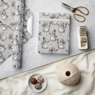 Papier Cadeau Snowman Wrapping Paper