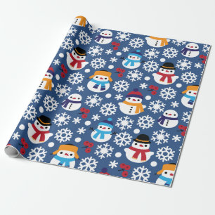 Papier Cadeau Snowmans & Snowflakes Motif sans couture